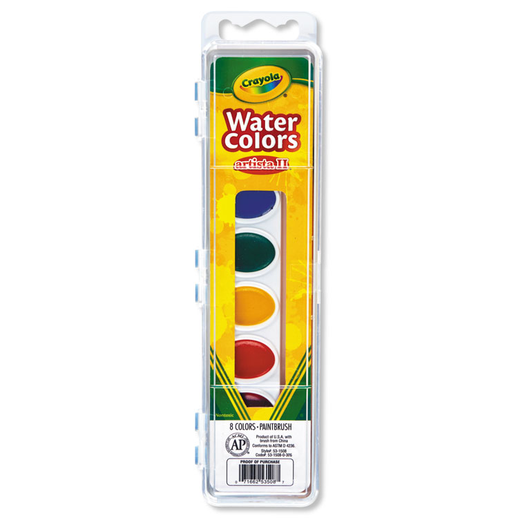 Crayola Artista II 8-Color Watercolor Set, 8 Assorted Colors, Palette Tray (CYO531508)