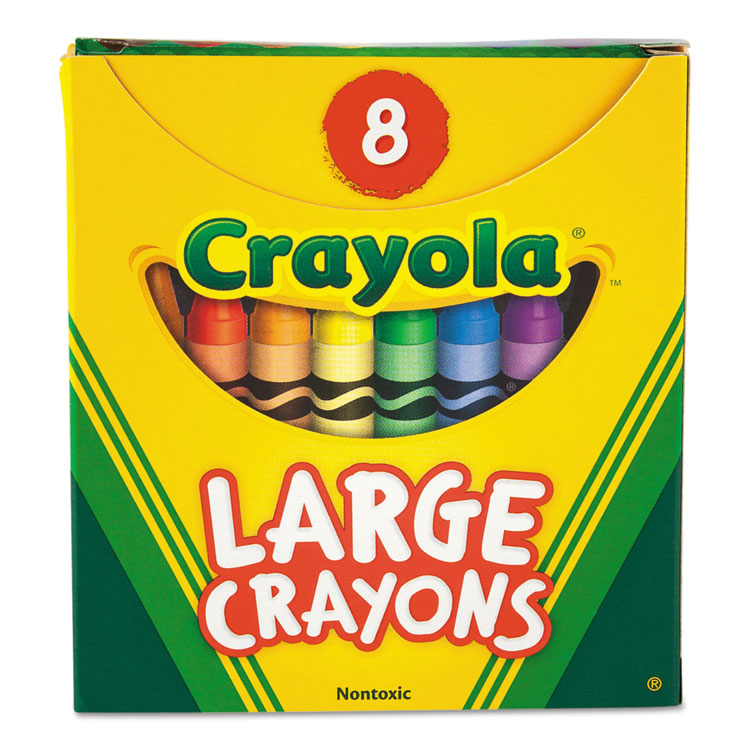 Crayola Large Crayons, Tuck Box, 8 Colors/Box (CYO520080)