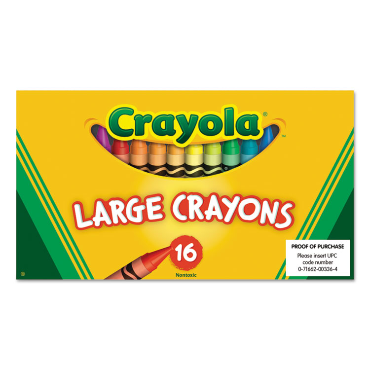 Crayola Large Crayons, Lift Lid Box, 16 Colors/Box (CYO520336)
