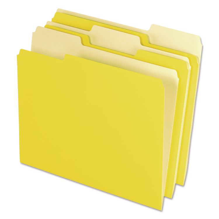 Pendaflex Interior File Folders, 1/3-Cut Tabs: Assorted, Letter Size, Yellow, 100/Box (PFX421013YEL)