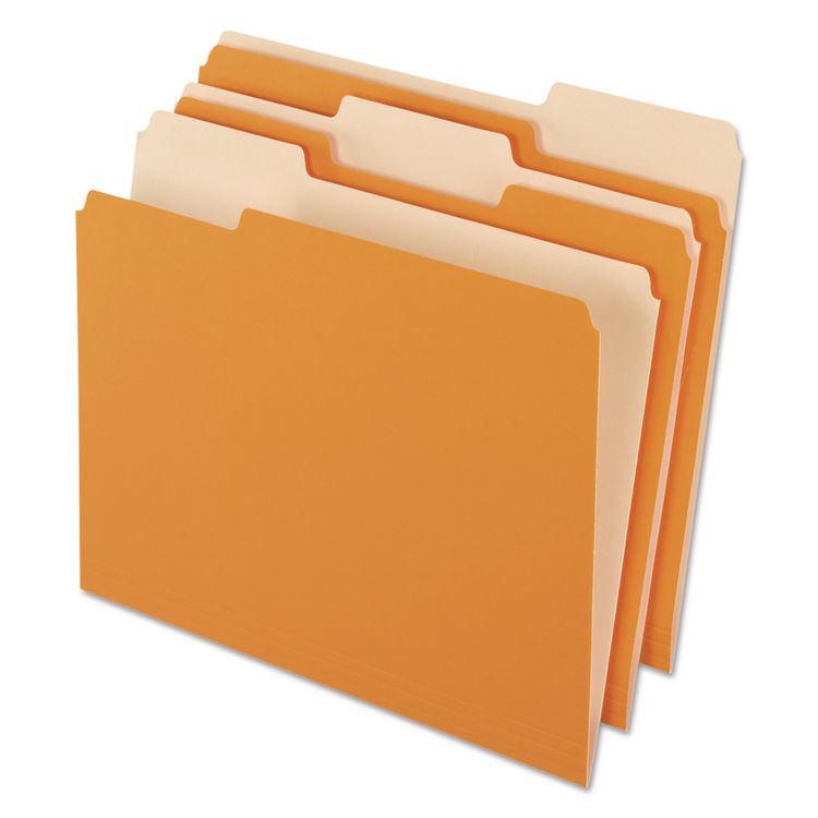 Pendaflex Interior File Folders, 1/3-Cut Tabs: Assorted, Letter Size, Orange, 100/Box (PFX421013ORA)