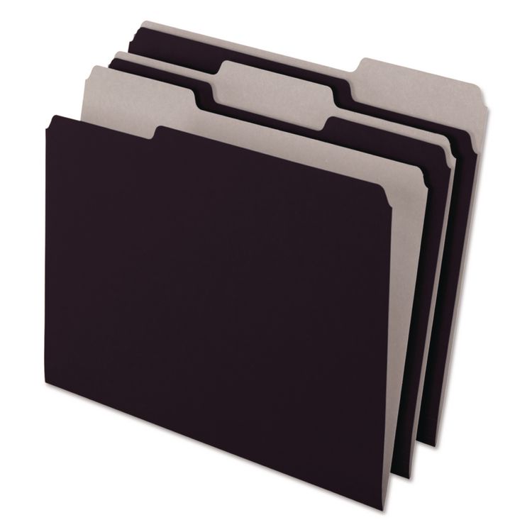 Pendaflex Interior File Folders, 1/3-Cut Tabs: Assorted, Letter Size, Black/Gray, 100/Box (PFX421013BLA)