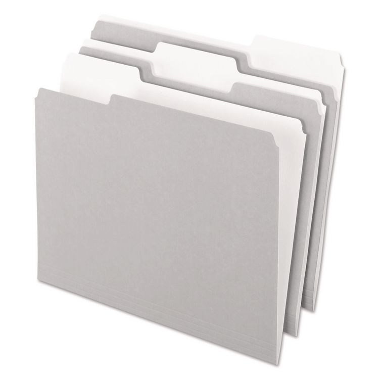 Pendaflex Interior File Folders, 1/3-Cut Tabs: Assorted, Letter Size, Gray, 100/Box (PFX421013GRA)