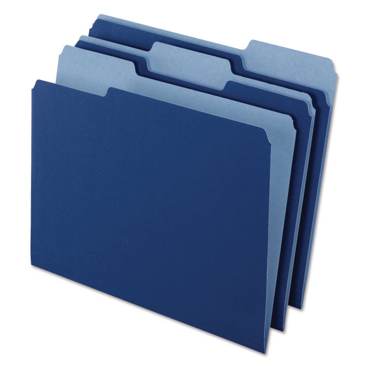 Pendaflex Interior File Folders, 1/3-Cut Tabs: Assorted, Letter Size, Navy Blue, 100/Box (PFX421013NAV)