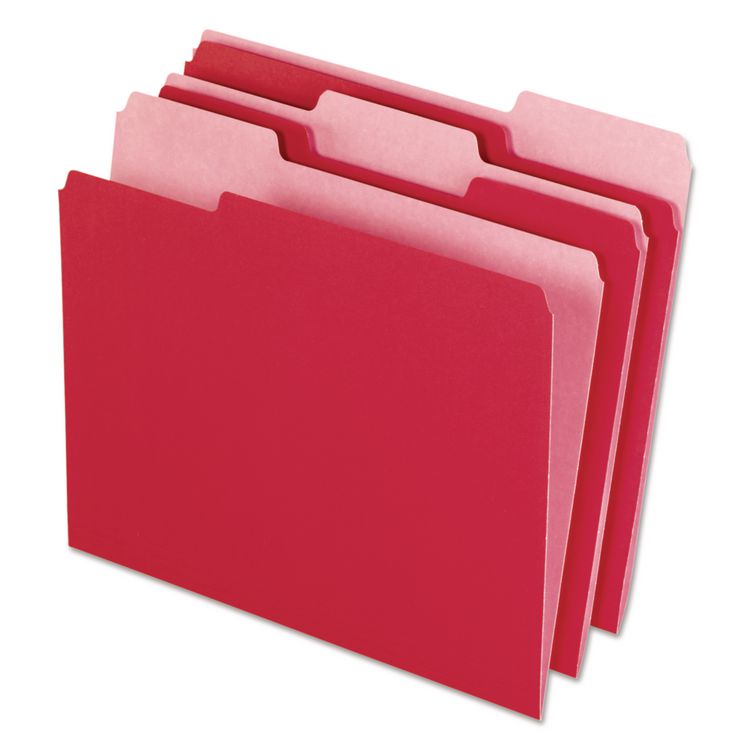 Pendaflex Interior File Folders, 1/3-Cut Tabs: Assorted, Letter Size, Red, 100/Box (PFX421013RED)