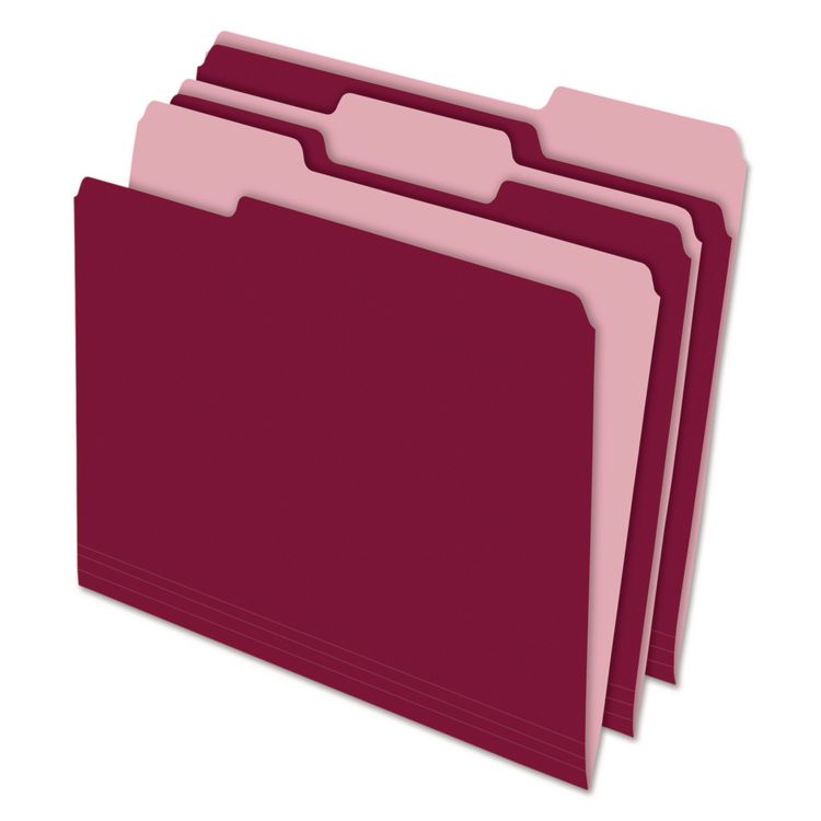 Pendaflex Interior File Folders, 1/3-Cut Tabs: Assorted, Letter Size, Burgundy, 100/Box (PFX421013BUR)