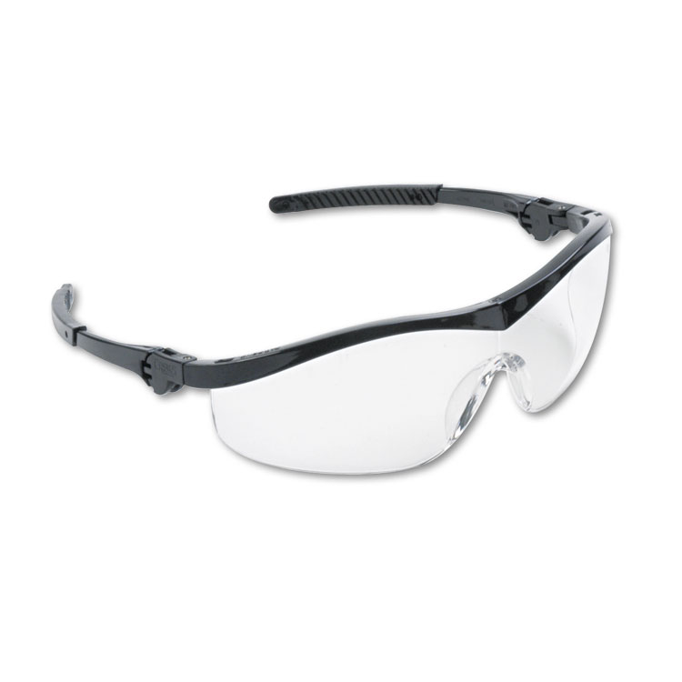 MCR Safety Storm Wraparound Safety Glasses, Black Nylon Frame, Clear Lens, 12/Box (CRWST110)