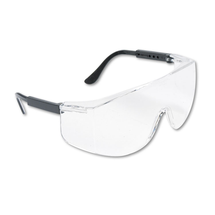 MCR Safety Tacoma Wraparound Safety Glasses, Black Plastic Frame, Clear Lens (CRWTC110)