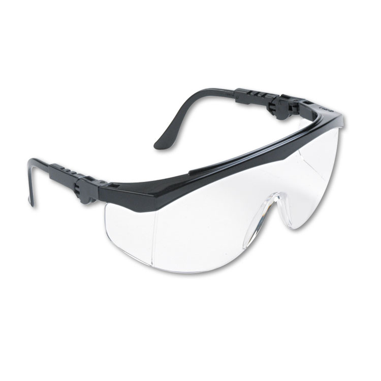 MCR Safety Tomahawk Wraparound Safety Glasses, Black Nylon Frame, Clear Lens, 12/Box (CRWTK110)