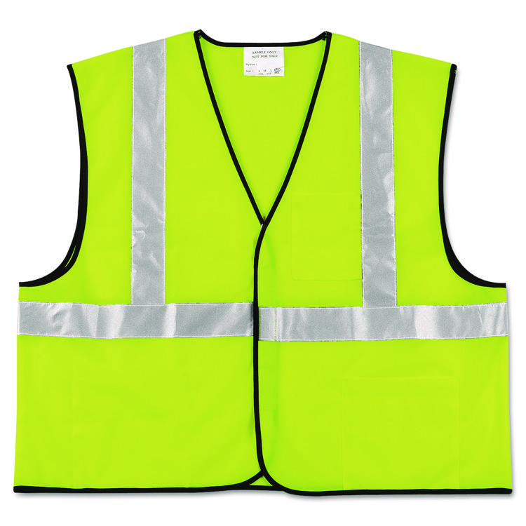 MCR Safety Class 2 Safety Vest, Polyester, Large Fluorescent Lime with Silver Stripe (CRWVCL2SLL)