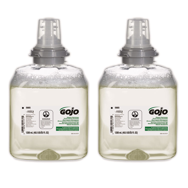 GOJO TFX Green Certified Foam Hand Cleaner Refill, Unscented, 1,200 mL, 2/Carton (GOJ566502CT)