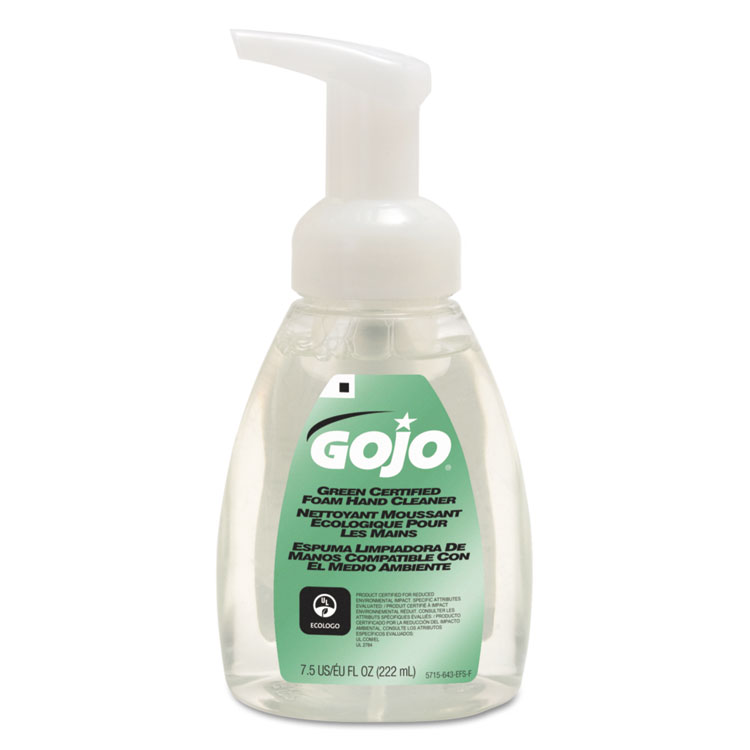 GOJO Green Certified Foam Soap, Fragrance-Free, 7.5 oz (GOJ571506EA)