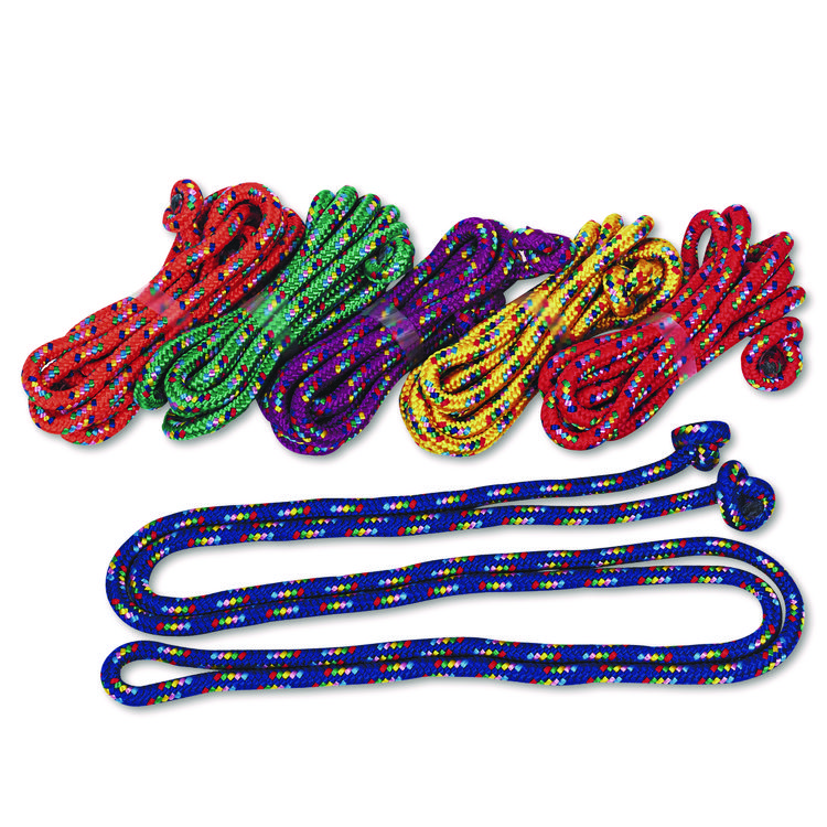 Champion Sports Braided Nylon Jump Ropes, 8 ft, Assorted, 6/Pack (CSICR8SET)