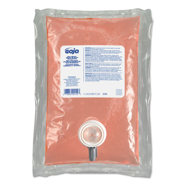 GOJO Spa Bath Body and Hair Shampoo, Herbal Scent, 1,000 mL, 8/Carton (GOJ2152)