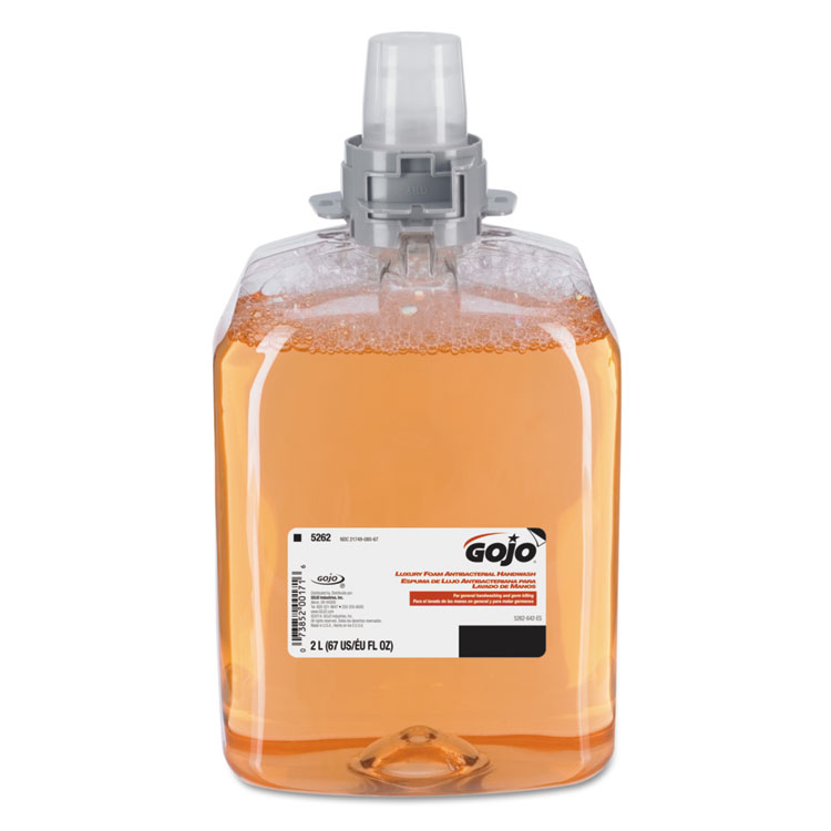 GOJO Luxury Foam Antibacterial Handwash Refill, Fresh Fruit Scent, 2,000 mL, 2/Carton (GOJ526202)