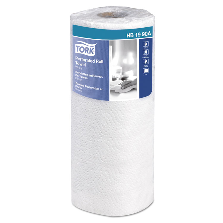 Tork Universal Perforated Kitchen Towel Roll, 2-Ply, 11 x 9, White, 84/Roll, 30 Rolls/Carton (TRKHB1990A)
