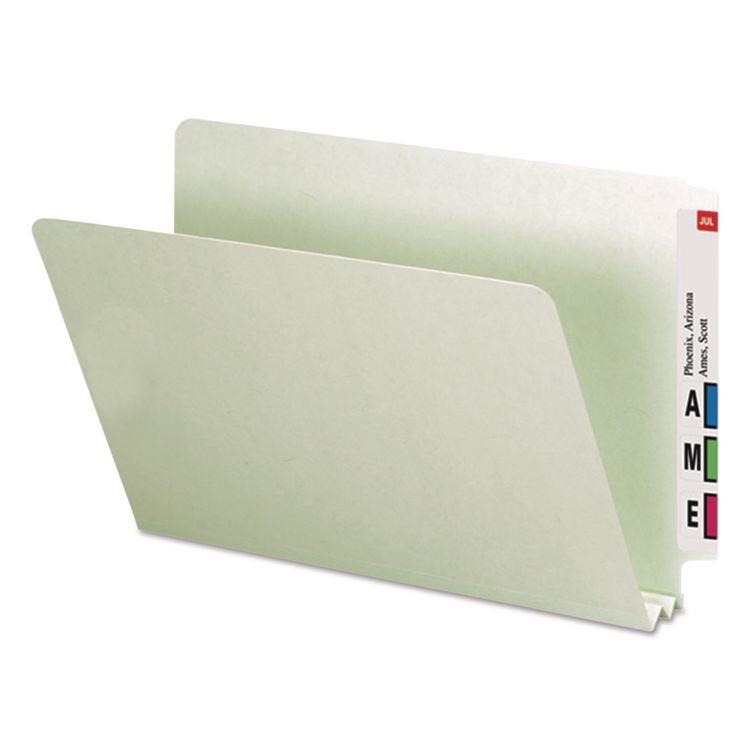 Smead Extra-Heavy Recycled Pressboard End Tab Folders, Straight Tabs, Legal Size, 2" Expansion, Gray-Green, 25/Box (SMD29210)
