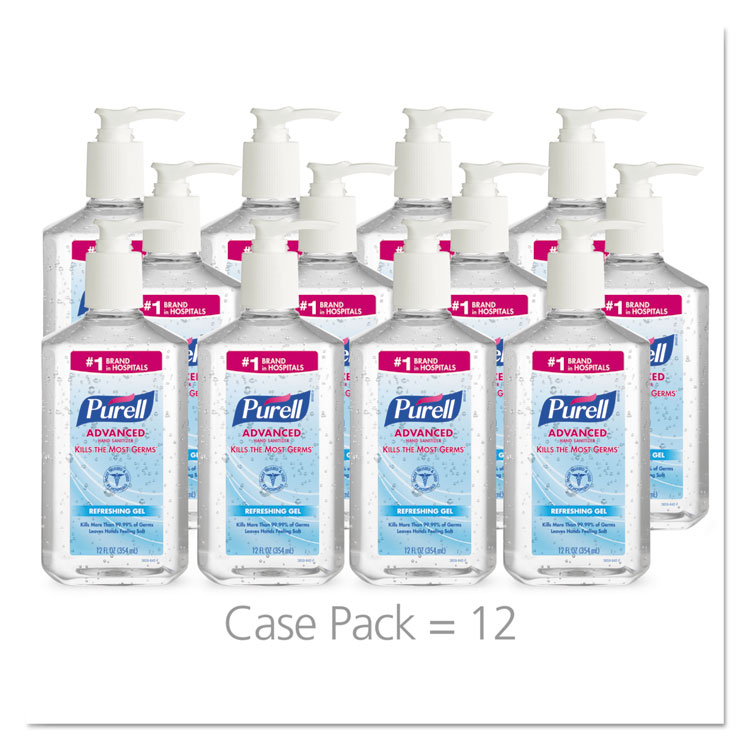 PURELL Advanced Hand Sanitizer Refreshing Gel, 12 oz Pump Bottle, Clean Scent, 12/Carton (GOJ365912CT)