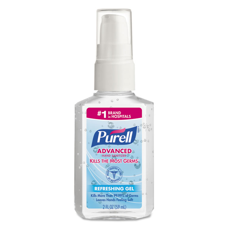 PURELL Advanced Hand Sanitizer Refreshing Gel, 2 oz Pump Bottle, Refreshing Scent, 24/Carton (GOJ960624)