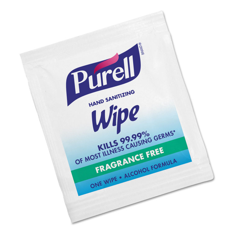 PURELL Sanitizing Hand Wipes, Individually Wrapped, 5 x 7, Unscented, White, 1,000/Carton (GOJ902210CT)
