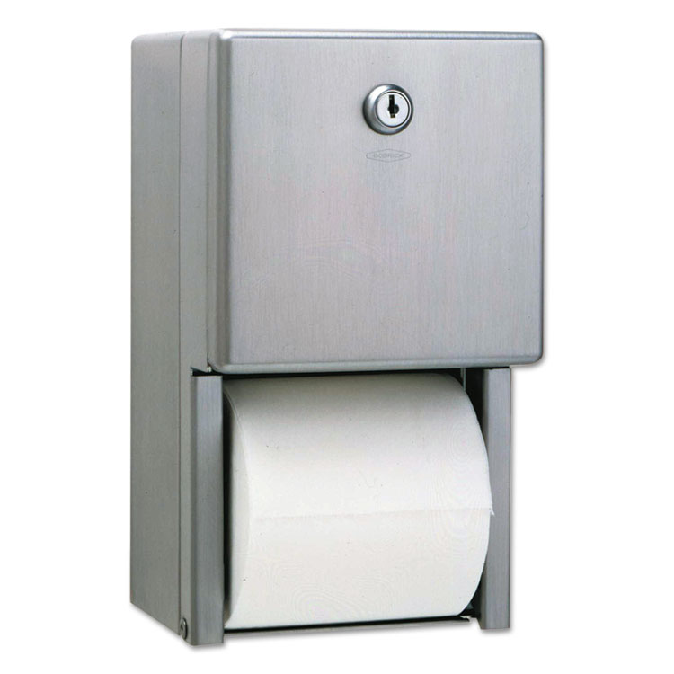 Bobrick Stainless Steel Two-Roll Tissue Dispenser, 6.06 x 5.94 x 11, Stainless Steel (BOB2888)