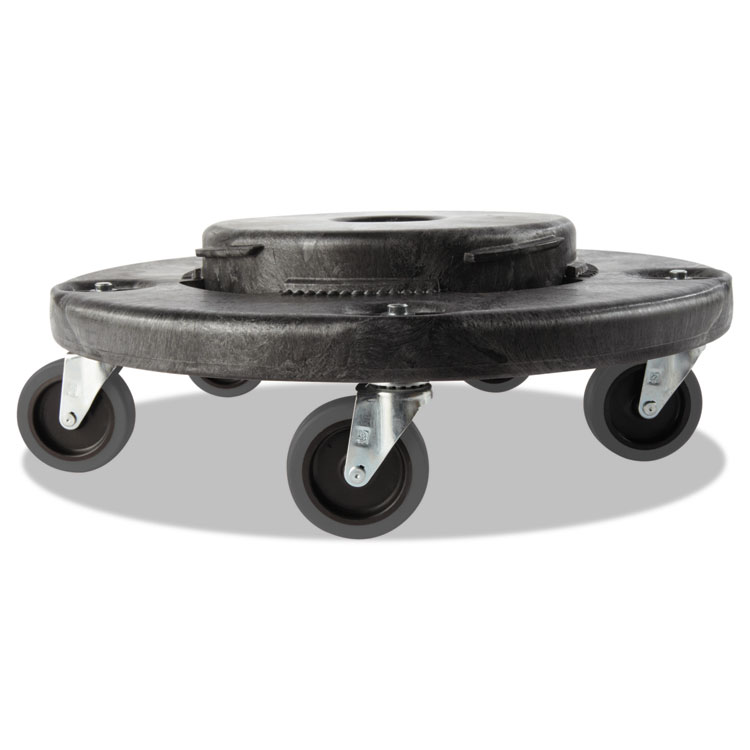 Rubbermaid Commercial Brute Quiet Dolly, 250 lb Capacity, 18.25" Diameter x 6.63"h, Black (RCP264043BLA)