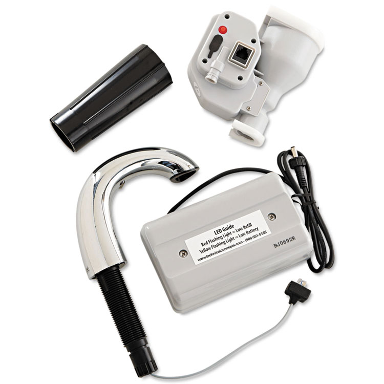 Rubbermaid Commercial TC OneShot Dispenser, 1,600 mL, 6.8 x 9.8 x 13.8, Polished Chrome/Black (RCP401310)