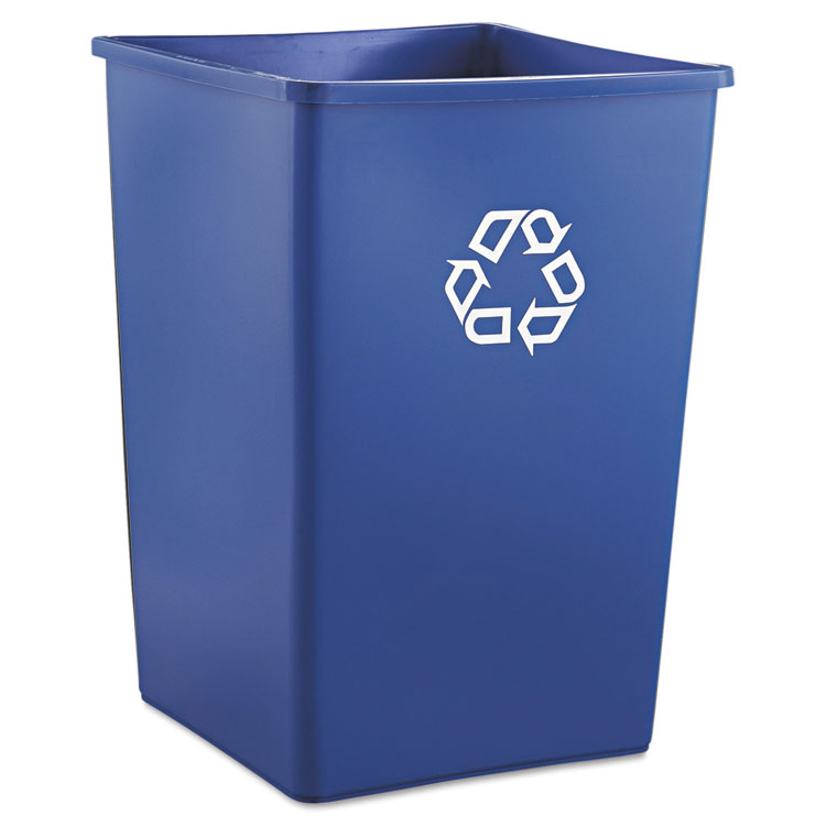 Rubbermaid Commercial Square Recycling Container, 35 gal, Plastic, Blue (RCP395873BLU)