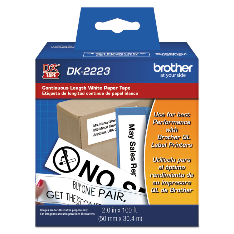 BROTHER INTL. CORP. Continuous Paper Label Tape, 2" x 100 ft, Black/White (BRTDK2223)