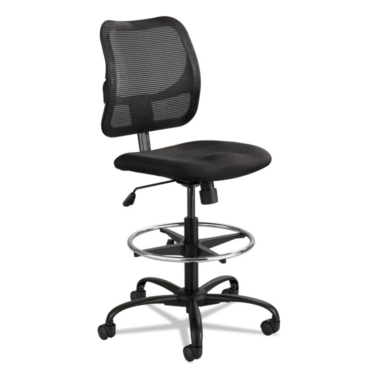 Safco Vue Series Mesh Extended-Height Chair, Supports Up to 250 lb, 23" to 33" Seat Height, Black Fabric (SAF3395BL)