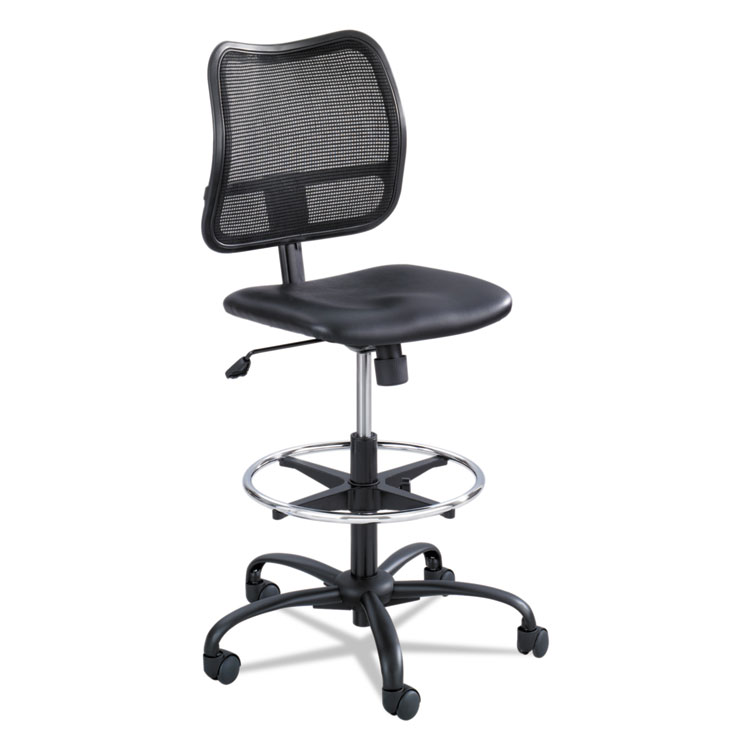 Safco Vue Series Mesh Extended-Height Chair, Supports Up to 250 lb, 23" to 33" Seat Height, Black Vinyl Seat, Black Base (SAF3395BV)