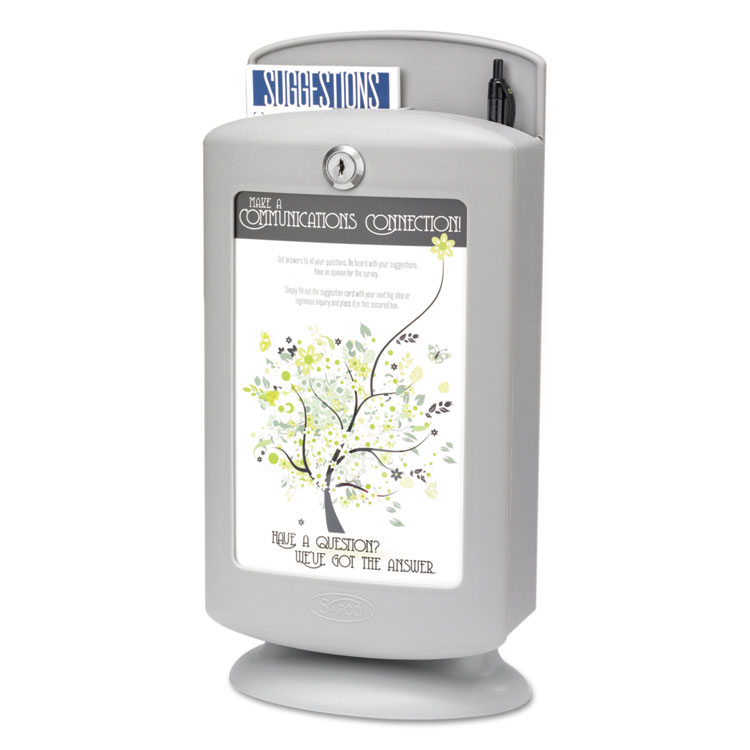 Safco Customizable Plastic Suggestion Box, 7 x 5 x 14.5, Light Gray (SAF4233GR)