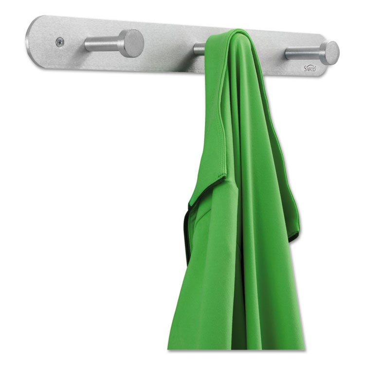 Safco Nail Head Wall Coat Rack, Three Hooks, Metal, 18w x 2.75d x 2h, Satin (SAF4201)
