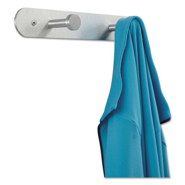 Safco Nail Head Wall Coat Rack, Two Hooks, Metal, 12w x 2.75d x 2h, Satin (SAF4200)