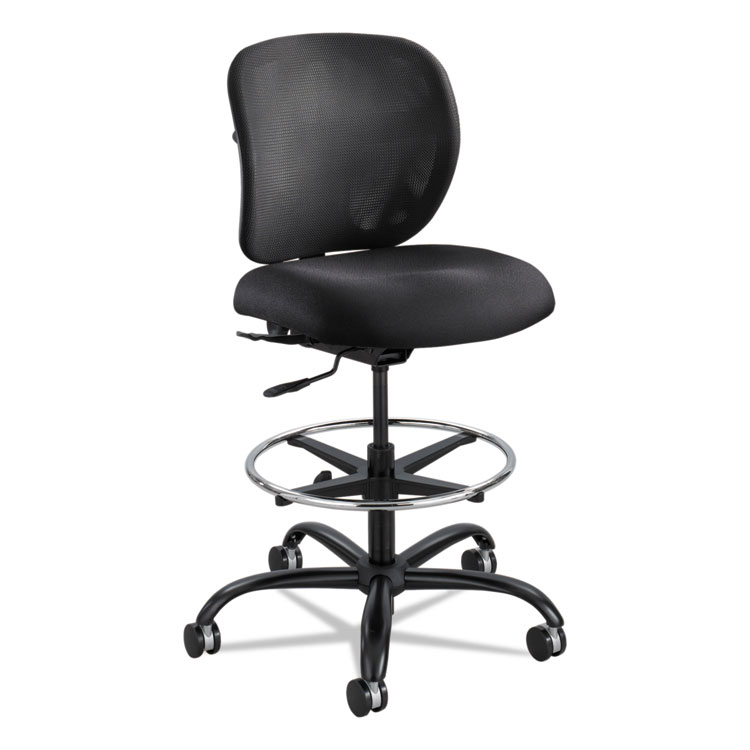 Safco Vue Heavy-Duty Extended-Height Stool, Supports Up to 350 lb, 23" to 32.5" Seat Height, Black Fabric (SAF3394BL)