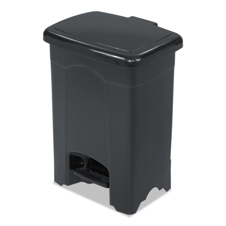 Safco Plastic Step-On Receptacle, 4 gal, Plastic, Black (SAF9710BL)