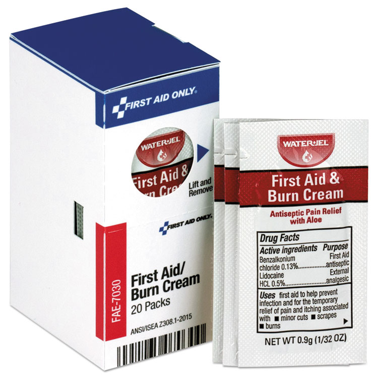 First Aid Only Refill for SmartCompliance General Business Cabinet, Burn Cream, 0.9g Packets, 20/Box (FAOFAE7030)