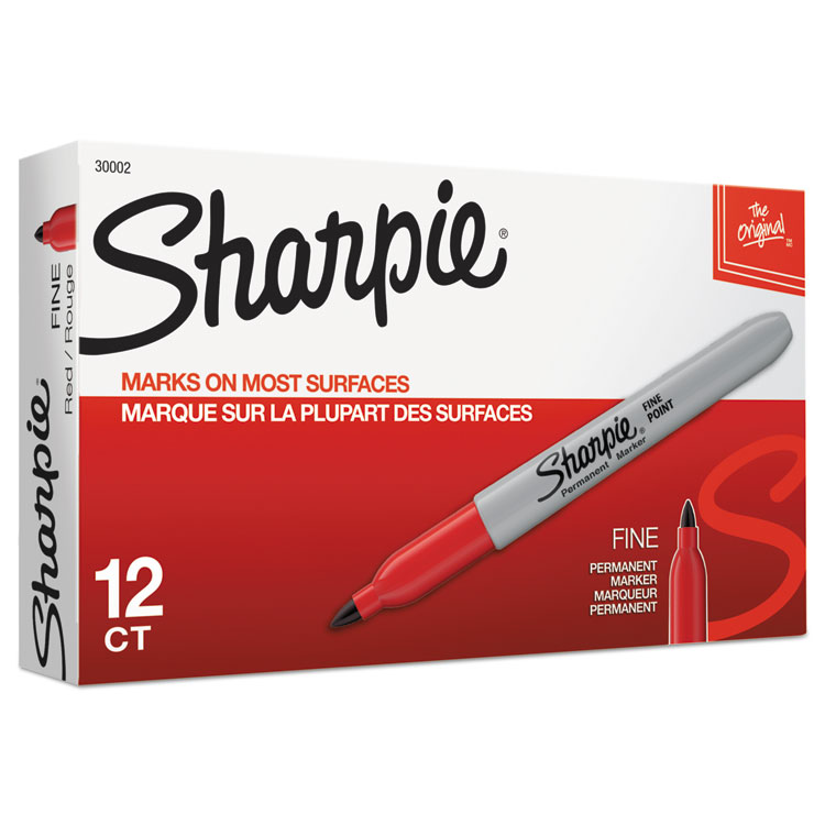 Sharpie Fine Tip Permanent Marker, Fine Bullet Tip, Red, Dozen (SAN30002B)