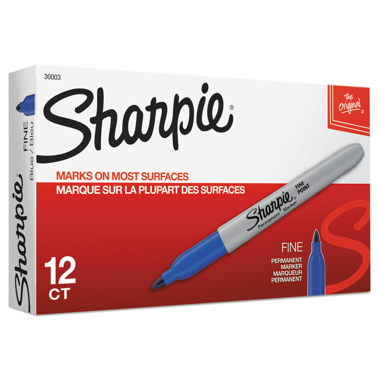 Sharpie Fine Tip Permanent Marker, Fine Bullet Tip, Blue, Dozen (SAN30003B)