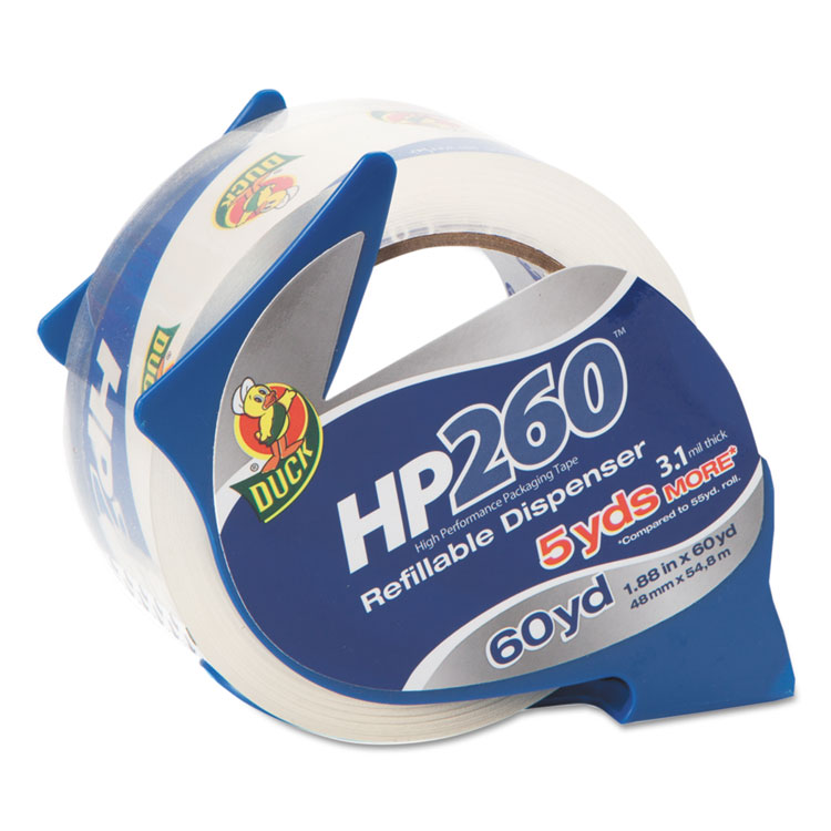Duck HP260 Packaging Tape with Dispenser, 3" Core, 1.88" x 60 yds, Clear (DUC07364)