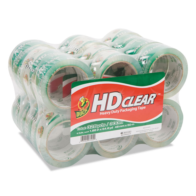 Duck Heavy-Duty Carton Packaging Tape, 3" Core, 1.88" x 55 yds, Clear, 24/Pack (DUC393730)