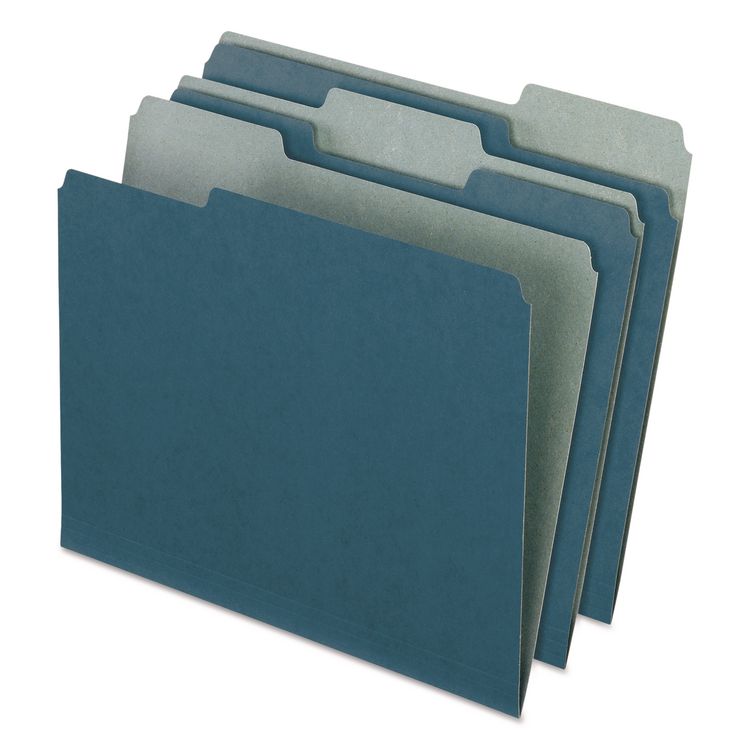 Pendaflex Earthwise by Pendaflex 100% Recycled Colored File Folders, 1/3-Cut Tabs: Assorted, Letter Size, 0.5" Expansion, Blue, 100/Box (PFX04302)