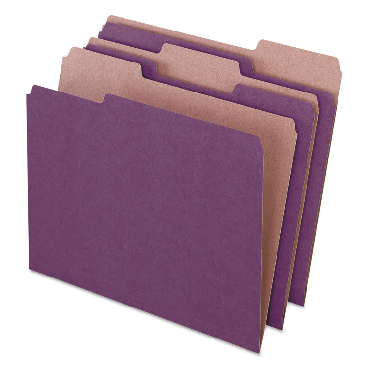 Pendaflex Earthwise by Pendaflex 100% Recycled Colored File Folders, 1/3-Cut Tabs: Assorted, Letter, 0.5" Expansion, Violet, 100/Box (PFX04335)