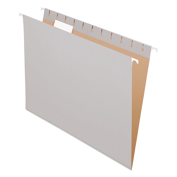 Pendaflex Colored Hanging Folders, Letter Size, 1/5-Cut Tabs, Gray, 25/Box (PFX81604)