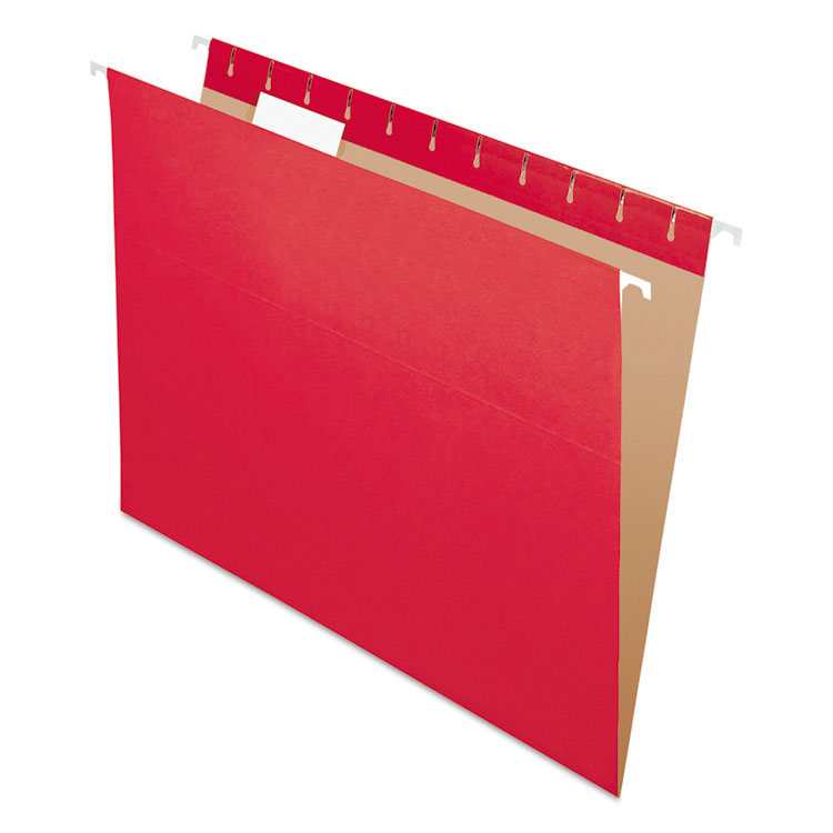 Pendaflex Colored Hanging Folders, Letter Size, 1/5-Cut Tabs, Red, 25/Box (PFX81608)