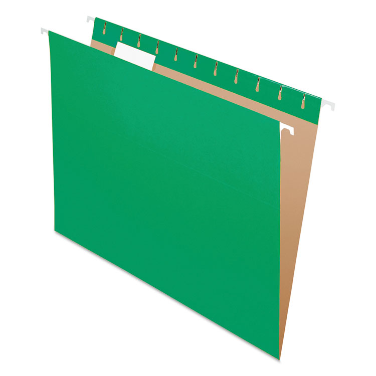 Pendaflex Colored Hanging Folders, Letter Size, 1/5-Cut Tabs, Bright Green, 25/Box (PFX81610)