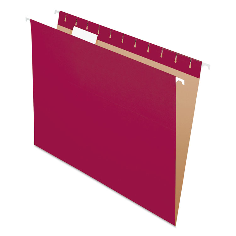 Pendaflex Colored Hanging Folders, Letter Size, 1/5-Cut Tabs, Burgundy, 25/Box (PFX81613)