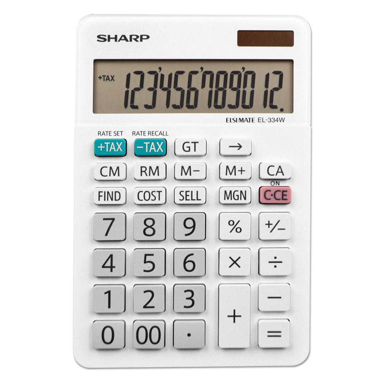 Sharp EL-334W Large Desktop Calculator, 12-Digit LCD (SHREL334W)
