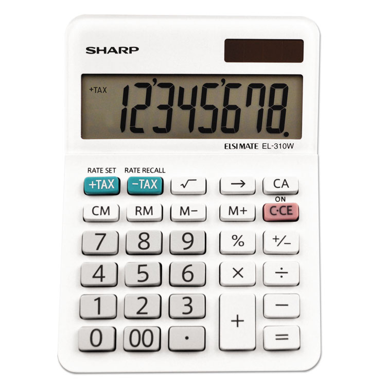 Sharp EL-310WB Mini Desktop Calculator, 8-Digit LCD (SHREL310WB)