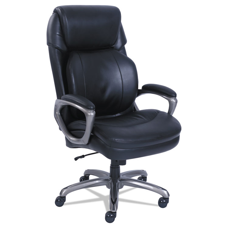 SertaPedic Cosset Big and Tall Executive Chair, Supports Up to 400 lb, 19" to 22" Seat Height, Black Seat/Back, Slate Base (SRJ48964)